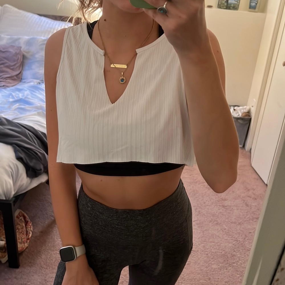 white cropped tank top